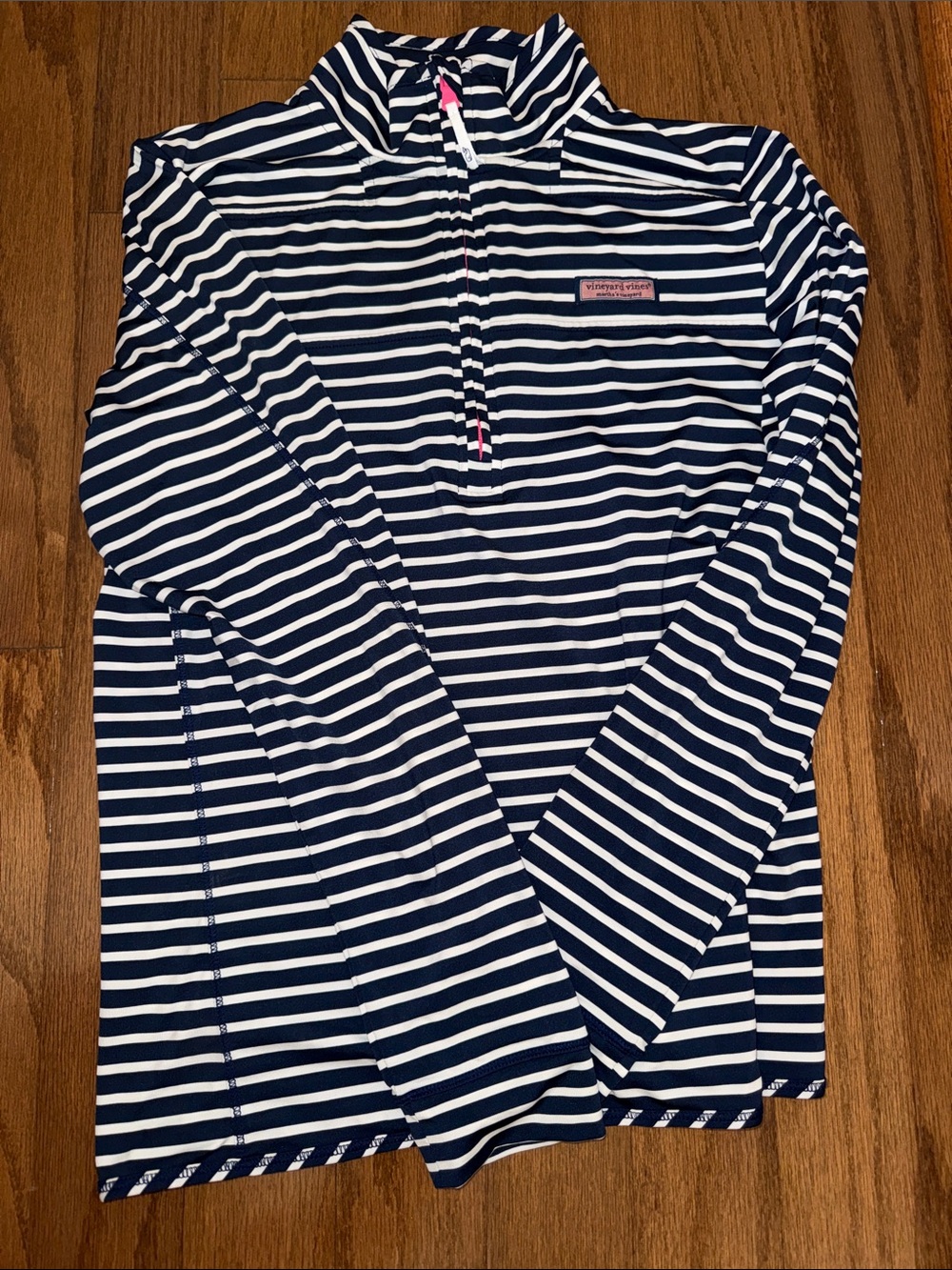Vineyard Vines Shep Pullover Navy & White Striped 1/4 Zip Preppy Beachwear Coast